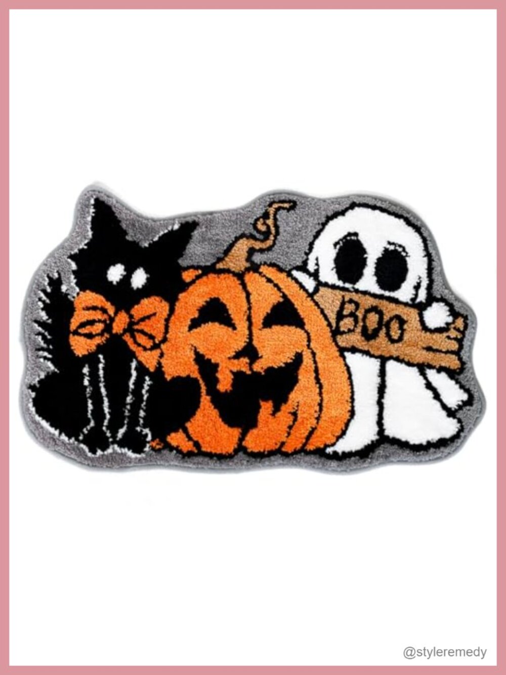 Halloween Tufted Bath Mat Ghost Pumpkin Black Cat Non Slip Doormat